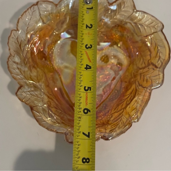Amber Carnival INDIANA GLASS Loganberry & Leaves Candy...